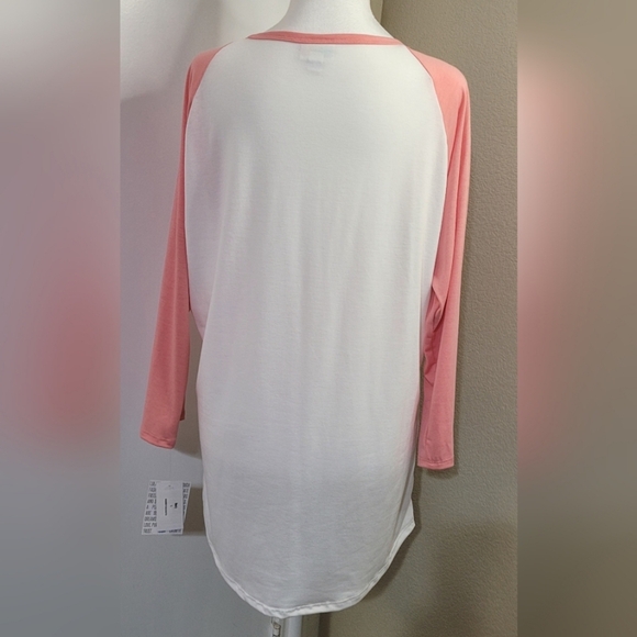 LuLaRoes Randy, 3/4 Sleeves Pink/Peachy Blouse Soft, Size Large - Picture 5 of 9